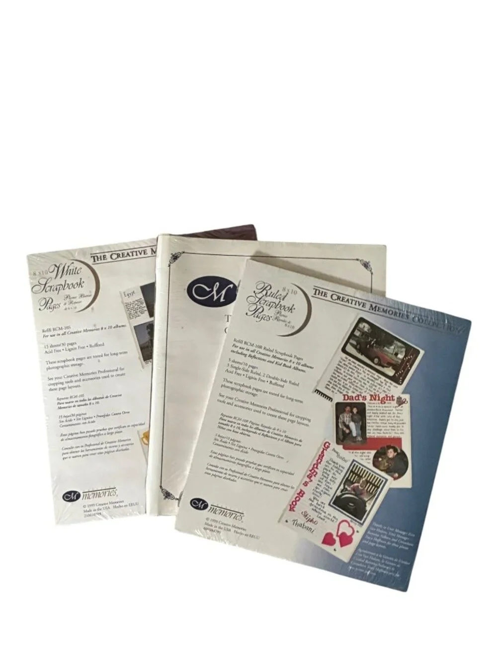 Creative Memories Scrapbook Page Refills 8x10 Ruled, White,‎ & Portrait Sleeves